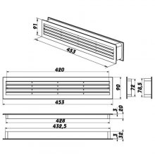 PVC dverová mriežka DALAP GP 350 430/2 BIELA